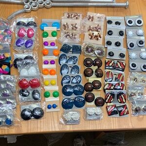 Assorted Vintage Clip-On Earrings Lot - Multicolor 66 Pair for Resale